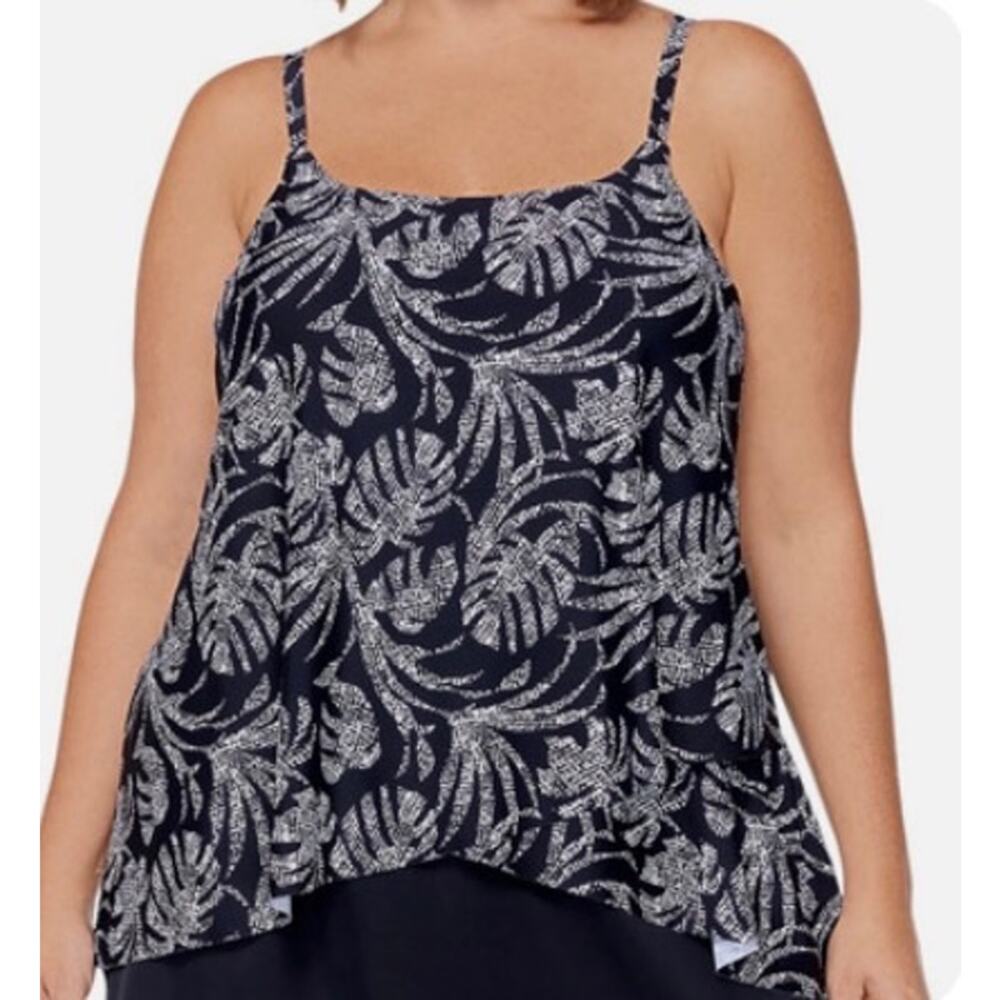 Island Escape Navy Tropical Capetown Underwire Tankini 6 NWT